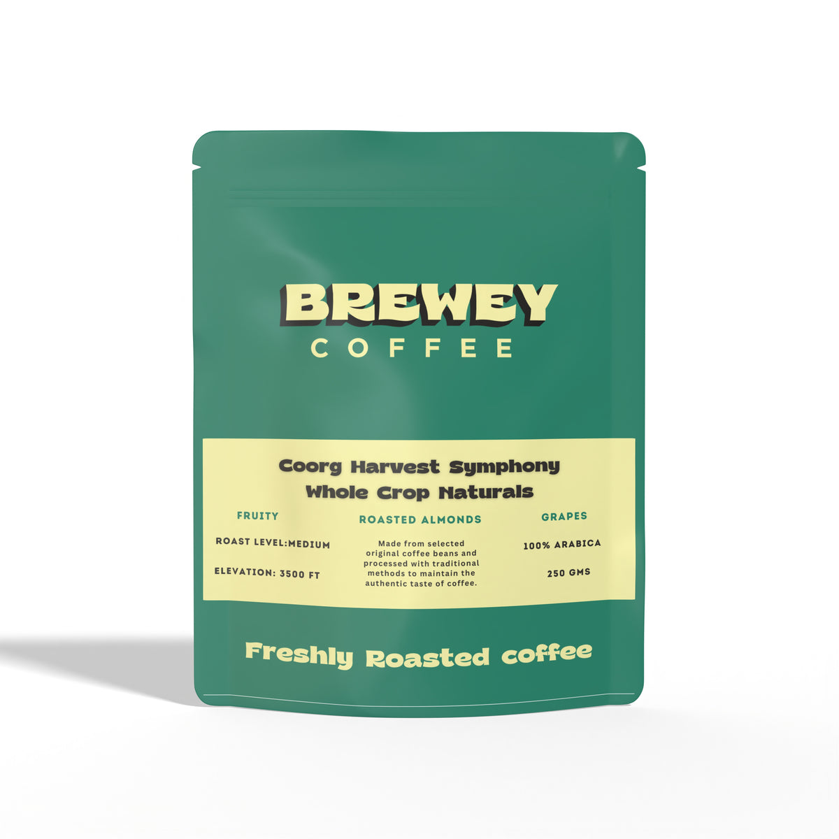 Coorg Harvest Symphony-Whole Crop Naturals 100% Arabica Coffee - Medium Roast with Fruity Notes of Roasted Almond and Grapes