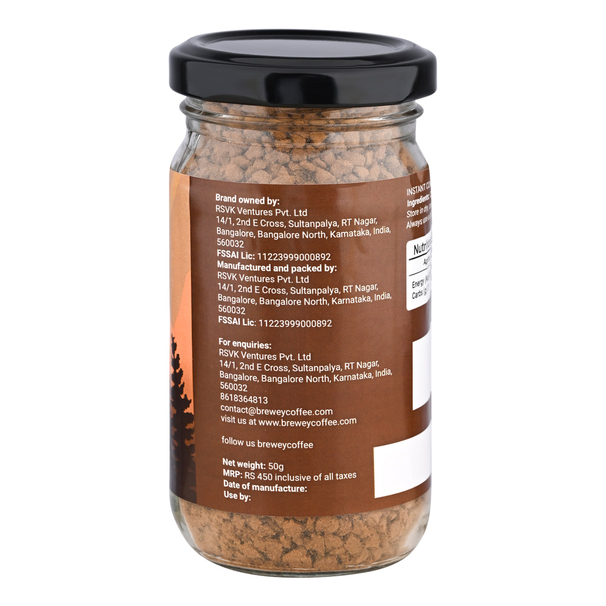 Instant Coffee-Caramel Freeze Dried Arabica-50 Grams